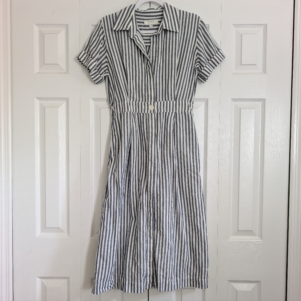Blue Striped Shirt Dress